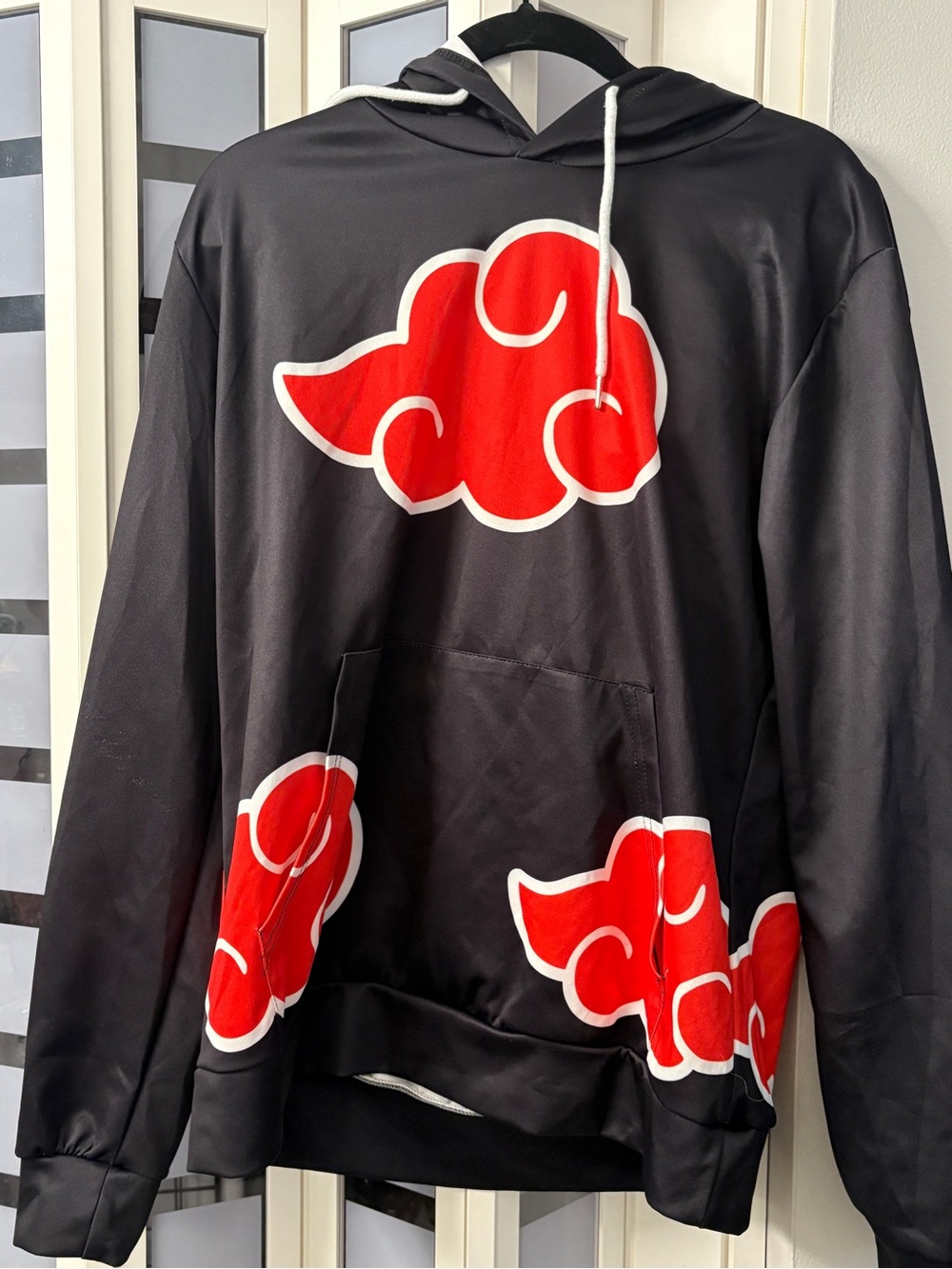 Naruto Black Hoodie Jacket with Red Cloud Graphic Size L
